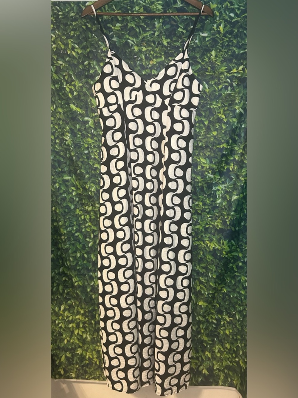 Black & White Geometric Maxi Slip Dress